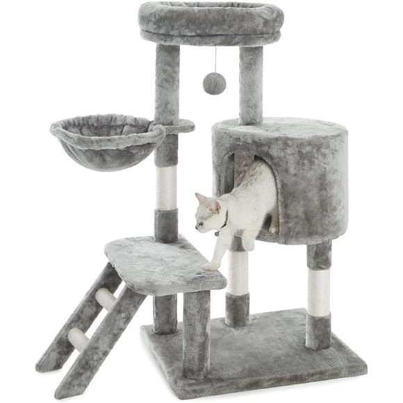 40 Inches Cat Tree Kitty Tower with Basket, Top Perch for Small and Medium Cats - Picture 3 of 7